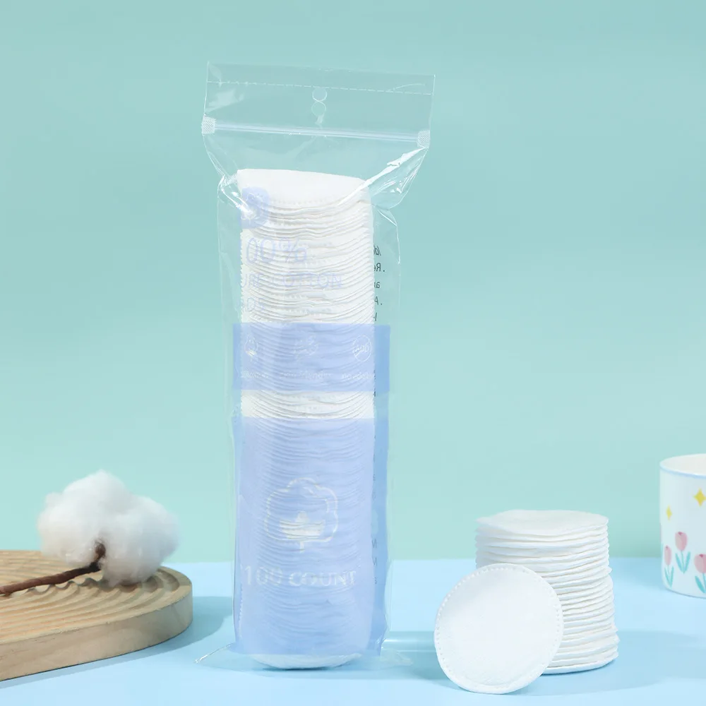 แผ่นสำลีเนื้อสัมผัสพิเศษ แผ่นเช็ดเครื่องสำอางแบบระบายอากาศ แผ่นเช็ดเครื่องสำอางทรงกลม ขอบกดเพื่อทำความสะอาดผิวหน้าทุกวัน