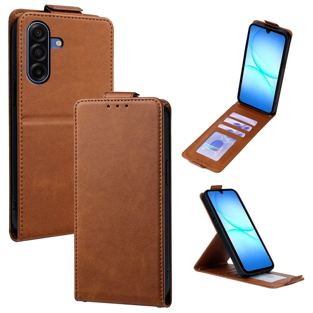 

Vertical Magnetic Flip Phone Cover for Samsung Galaxy S21 S22 S23 S24 Ultra S25 Edge A17 A07 A56 with Built-in Wallet Card Slots