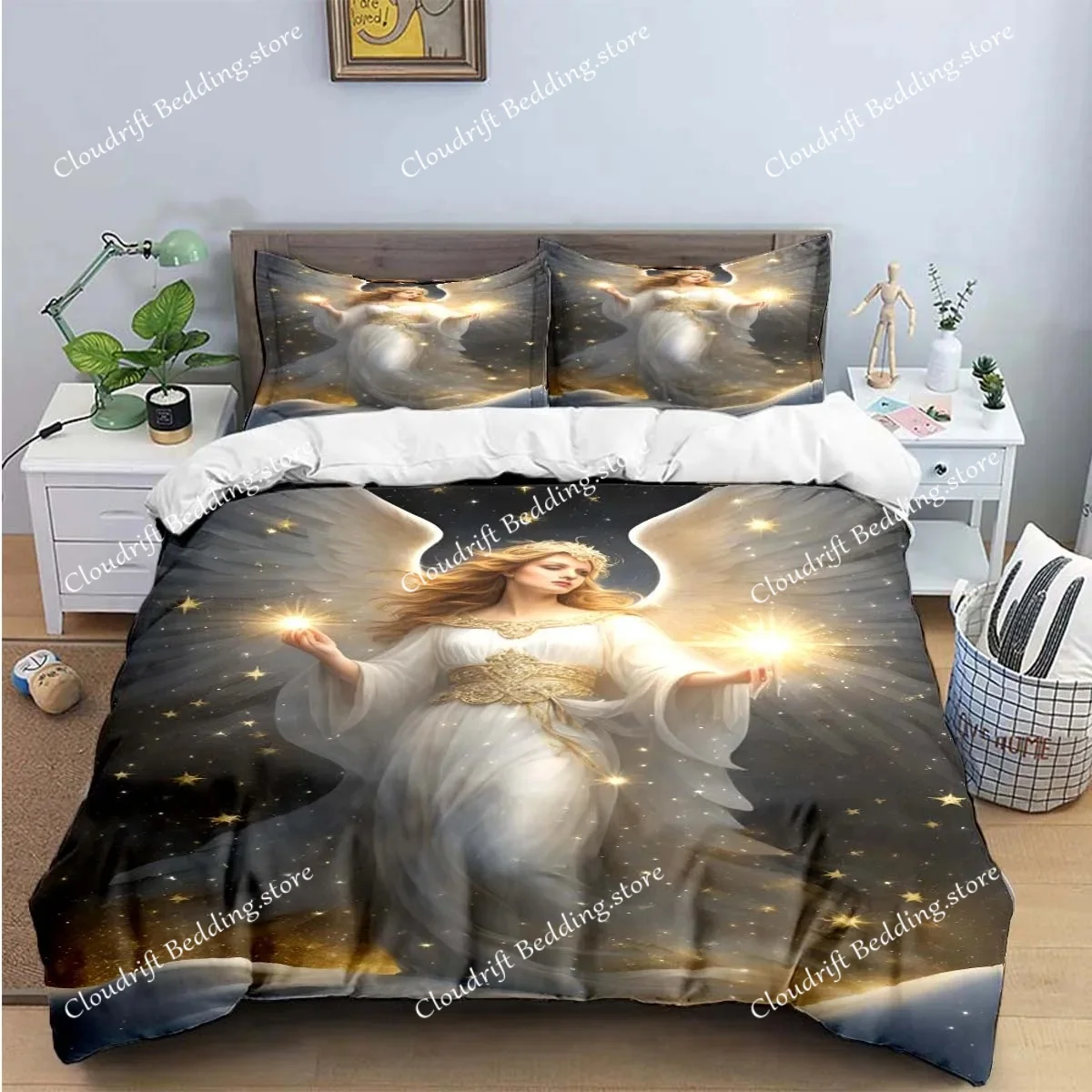 Exquisite Angel wings printed Bedding Sets exquisite set duvet cover bed comforter set bedding set luxury birthday gift