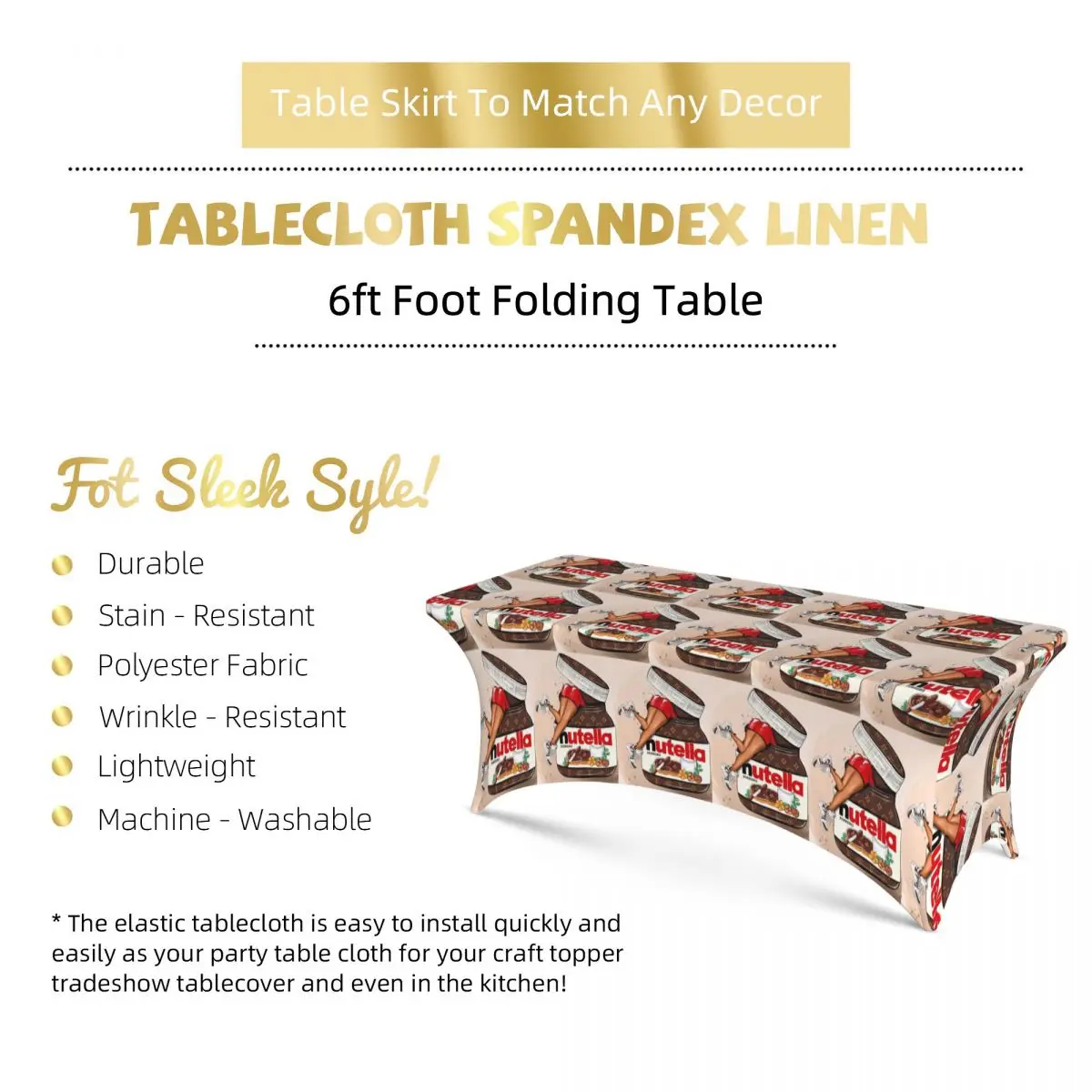 Imagen 6: Mantel Rectangular Personalizado Nutella Cutie, Cubierta Impermeable para Mesa de Comedor, Mantel para Eventos