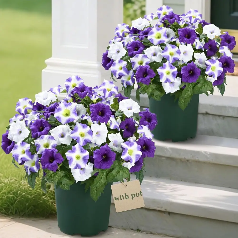 

20-дюймовые УФ-стойкие шелковые петунии в горшках для декора сада на открытом воздухе