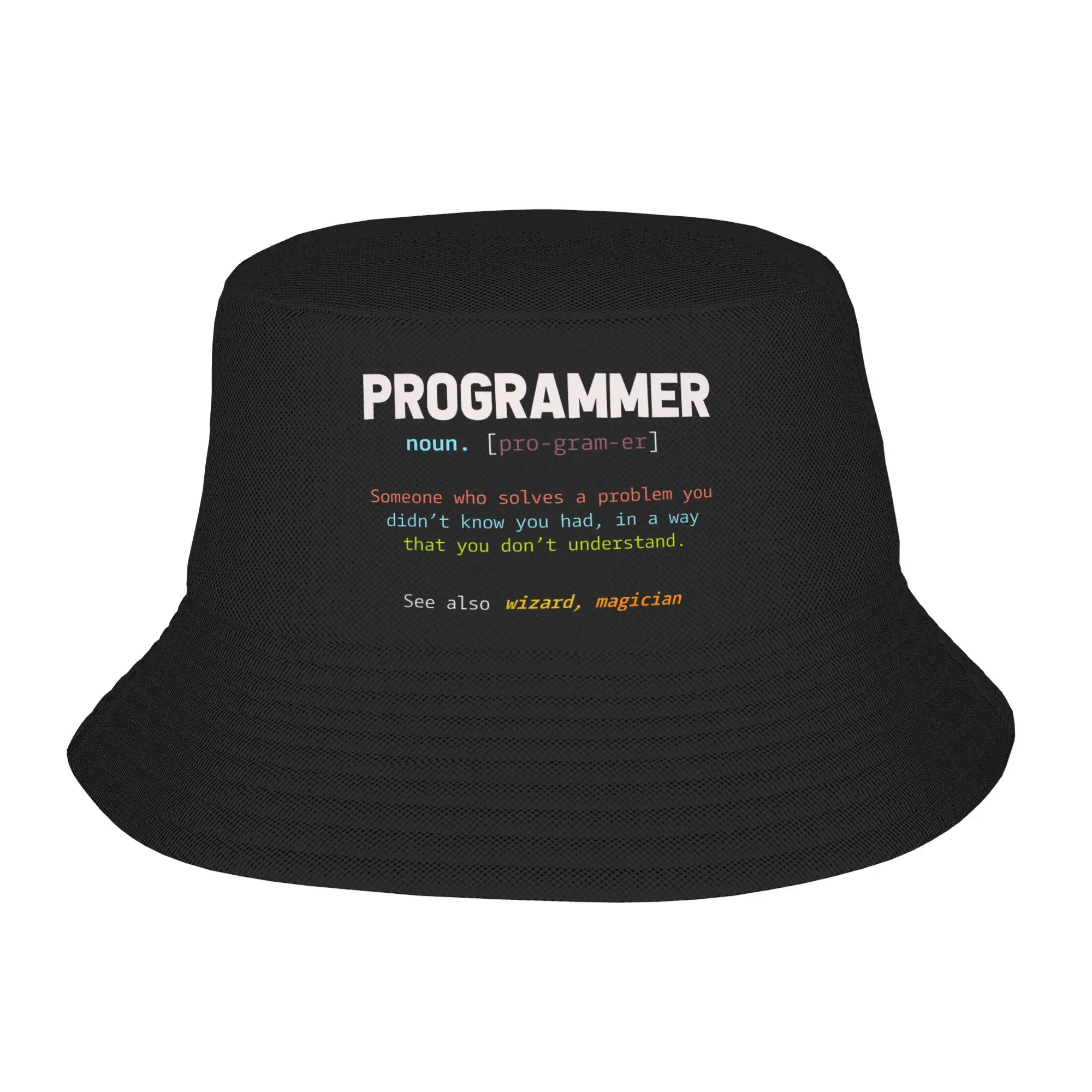 Computer Geek Nerd Gift Funny Programmer Bucket Hat For Couple  Fisherman Hats Korean Travel Hiking Caps Soft Fold Sun Hats