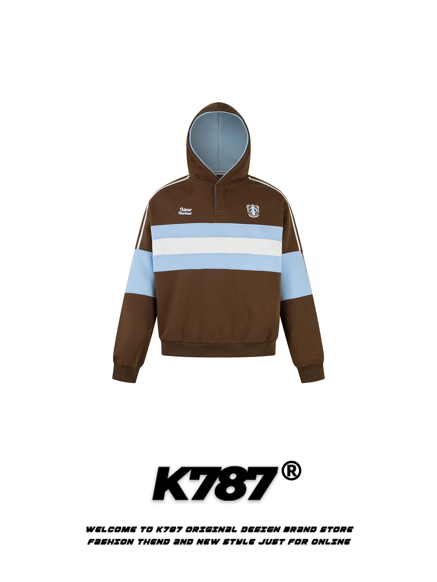 

K787 American Retro Striped Embroidery Hoodie Loose Casual Trendy Brand Couples Hooded Sweatirt Outerwear for Men And Women