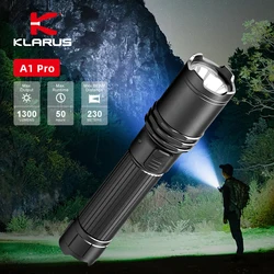 Klarus A1 Pro Rechargeable Flashlight With USB charging LED Lantern Tactical Flashlight 18650 Torch 1300LM 230Meters IPX6 Hiking