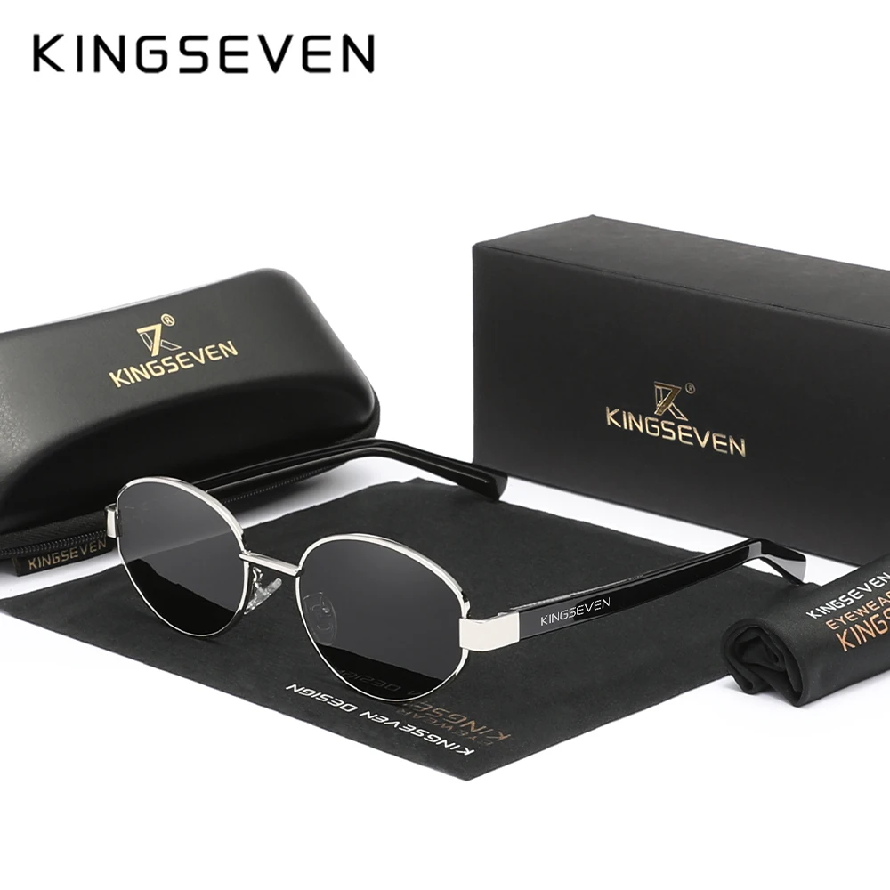 

KINGSEVEN Retro Oval Sunglasses Women Men UV400 Alloy Anti-glare Fashion Glasses Driving Leopard Eye Protect Accessory Eyewear