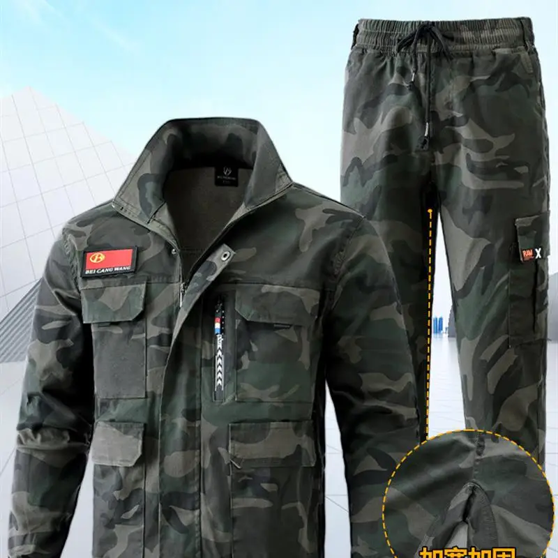 

Camouflage Work orm Set Men's Pure Cotton Elastic Construction Worker Labor Protection Clothing Building W Anti-Scald