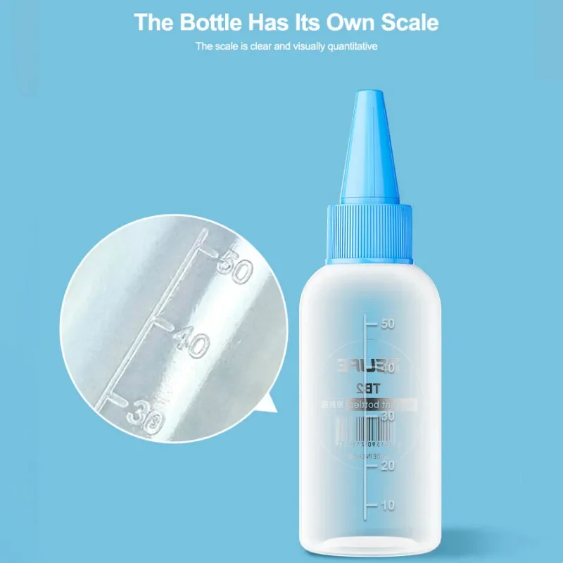 Botella solvente de tubo de aguja RELIFE TB2 para eliminación de líquido de Alcohol/marco/eliminación de pegamento, sellado fuerte, botella vacía de doble tapa