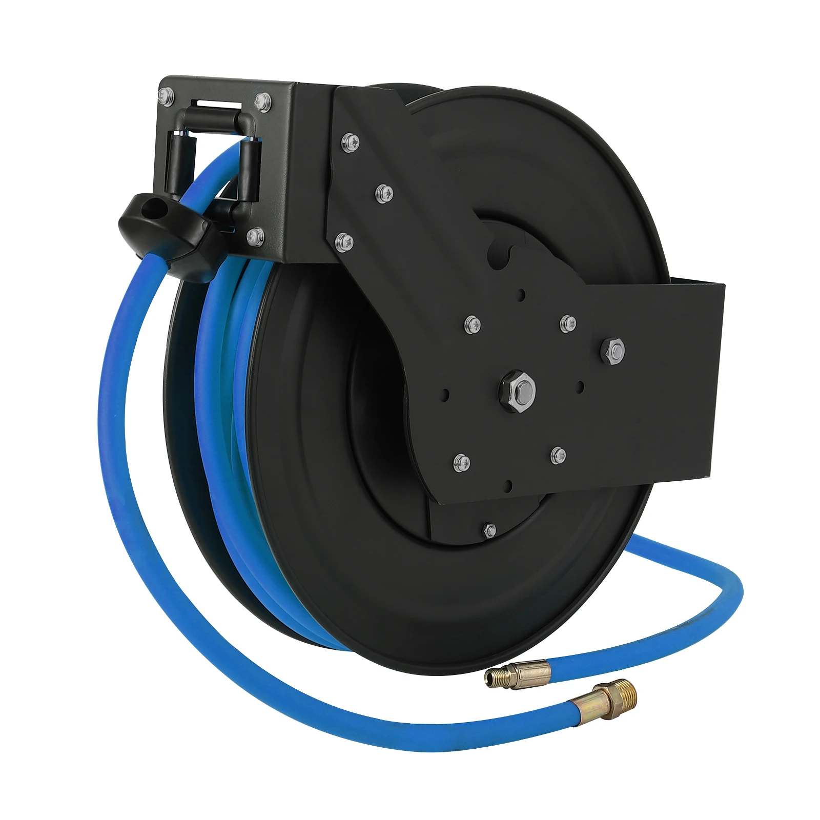 Retractable Air Hose Reel Heavy Duty Hybrid Hose, Auto Rewind,Ceiling/Wall Mount Enclosed Air Reel Commerica