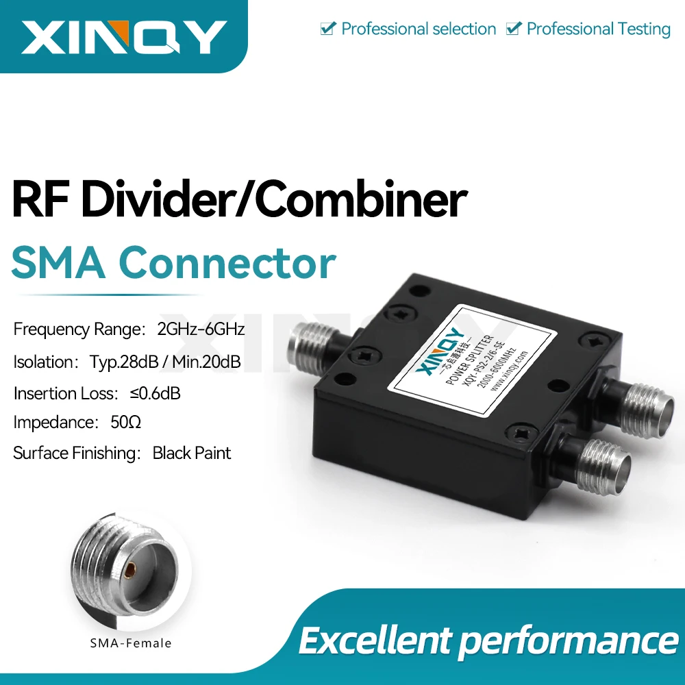 Xinqy 2-6g Microstrip Power Divider Sma Power Splitter 2000-6000Mhz 1-to-2 Wifi Test