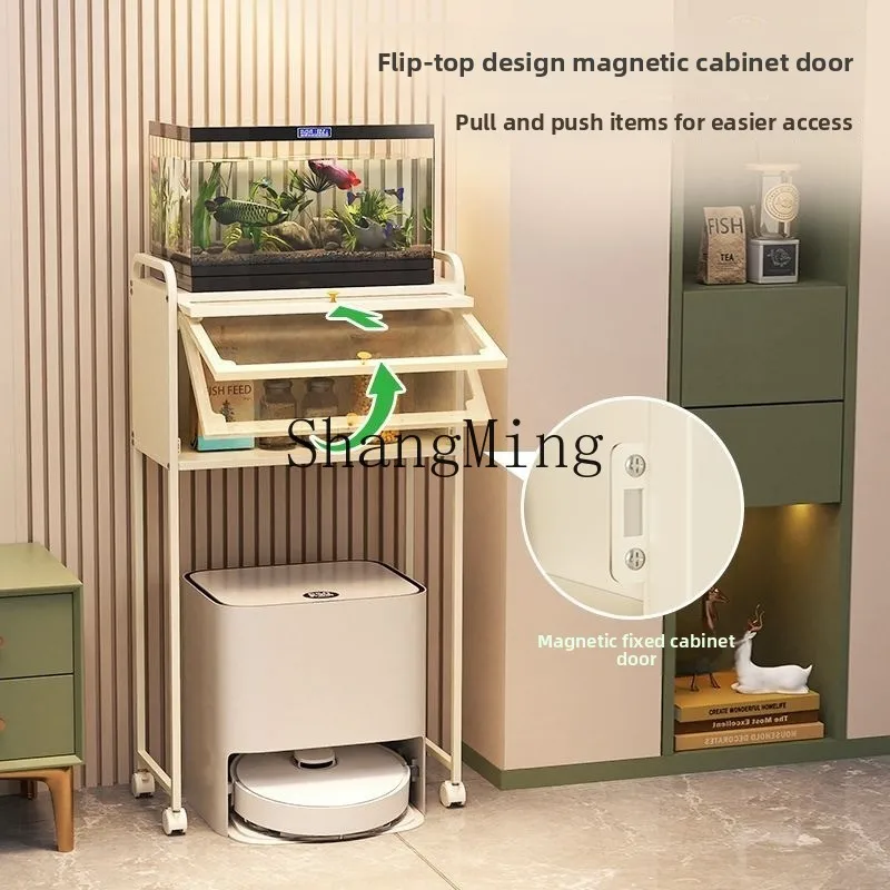 SM small fish tank rack, sweeping robot storage rack, living room floor water dispenser, storage mobile shelf