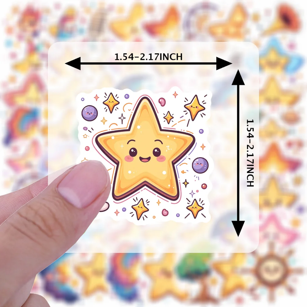 35/50 قطعة من ملصقات نمط نجمة كرتونية لطيفة ملصقات سفر مقاومة للماء للأطفال يمكنك صنعها بنفسك والكمبيوتر المحمول والهاتف المحمول والأمتعة ديكور كاواي #3