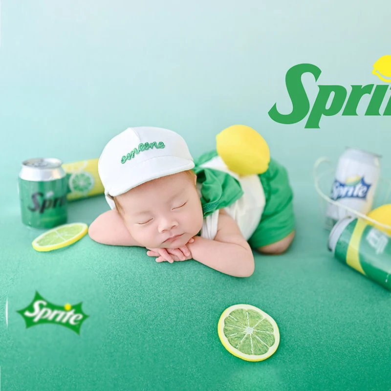 2025 Summer Newborn Photography Props Crisp Themed Photography Costume + Hat Lemon Cola Decoration Props Photography Accessories