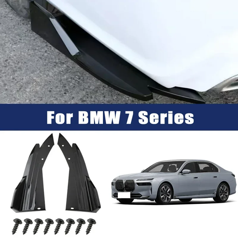 

2pcs Car Rear Bumper Spoiler Lip Carbon Fiber Wing Trim Anti-crash Diffuser Side Skirt Wrap Angle Splitter For BMW 7 Series