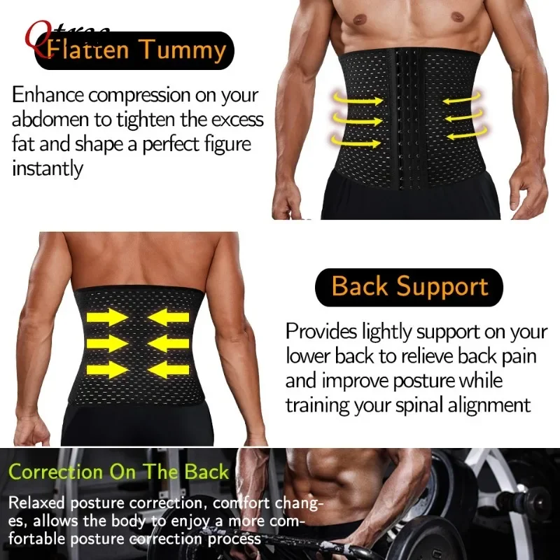 Qtree Men Body Shaper Waist Trimmer Corset Slimming Beer Belly Fat Cellulite Tummy Control Stomach Girdle Slimming Patch Belt