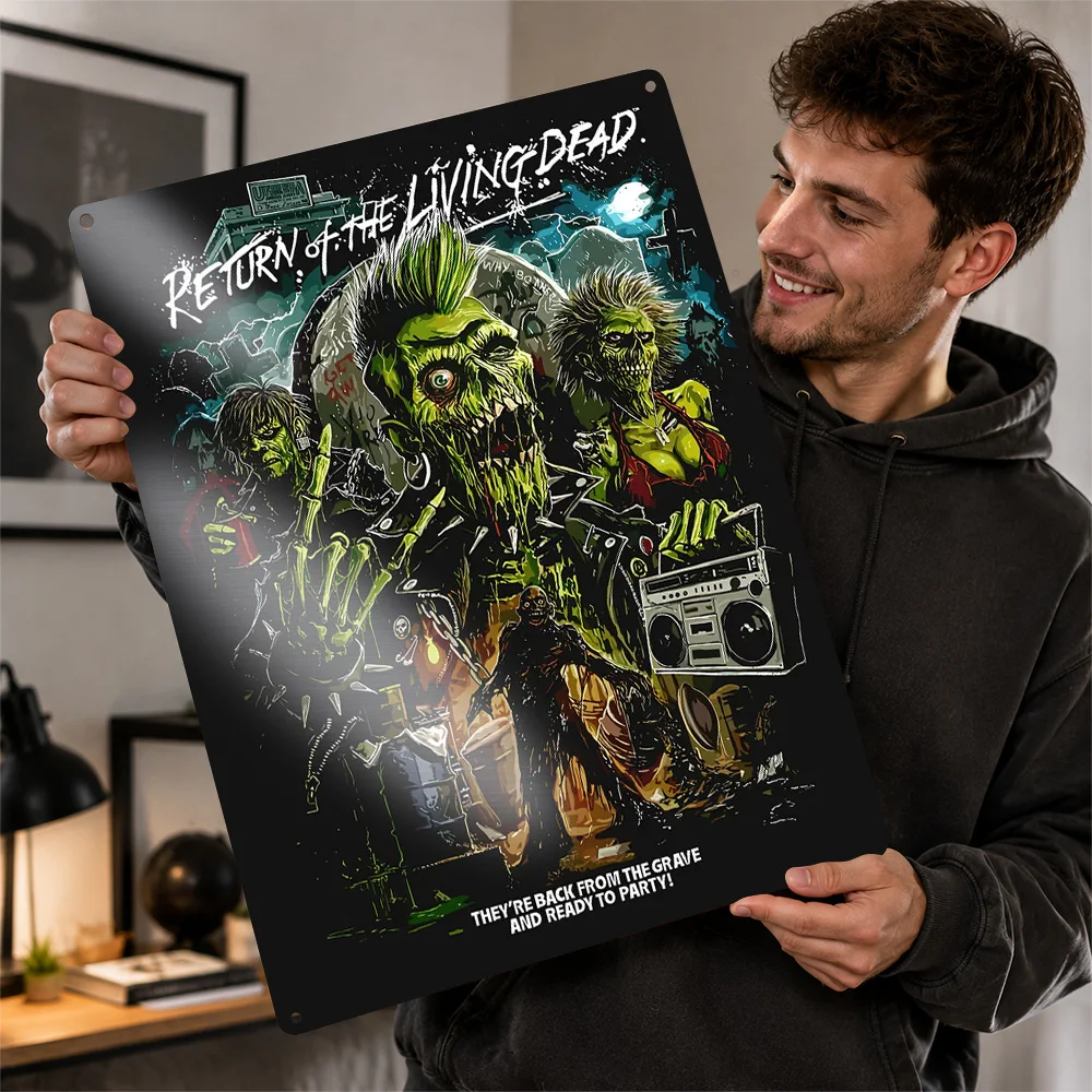 Return Of The Living Dead Zombies Aluminum Poster Personalized Metal Sign Bold Macabre Screen Scene Wall Art For Home Theaters