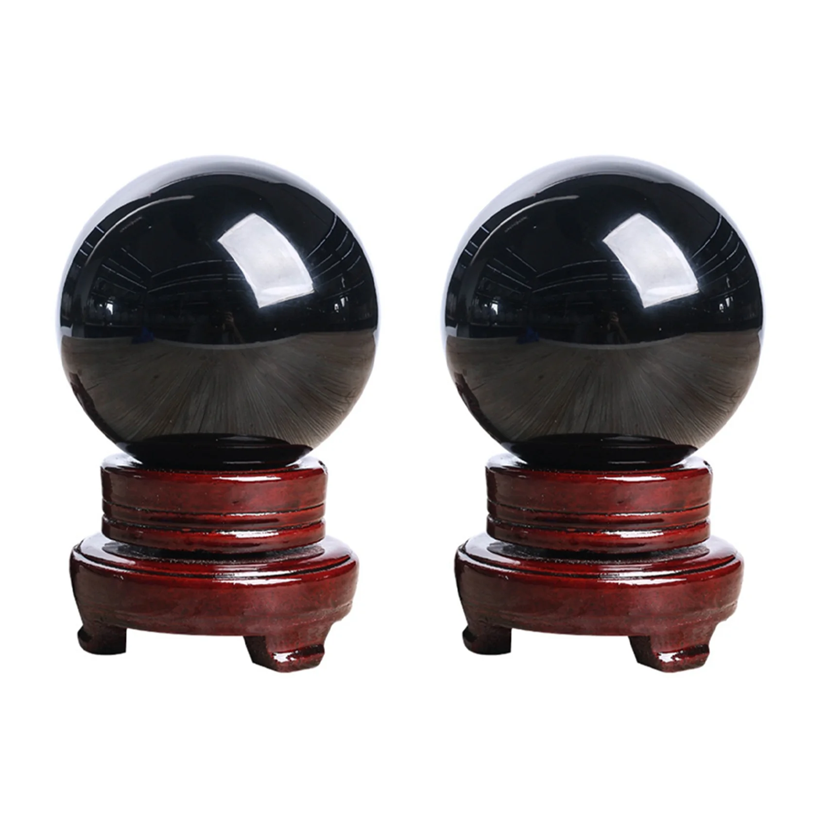 

BYBS-2X 80MM Natural Black Sphere Large Crystal Ball Healing Stone With Base