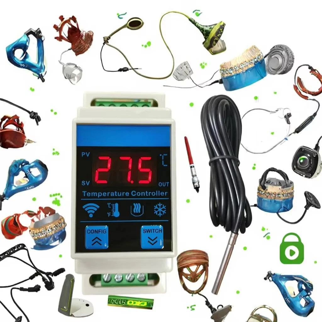 Smart WiFi Temperature Sensor, Thermostat Controller for Freezer Fridge Aquarium, Tuya Compatible, Relay Control System