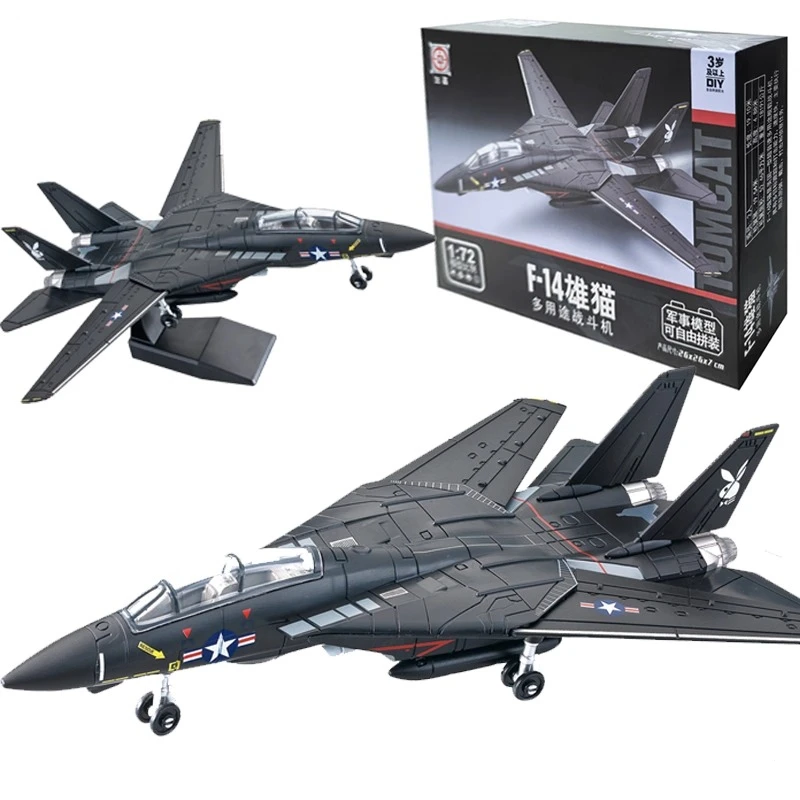 1:72 Creative Military Series Building Blocks New Black F14 Panda Multi Purpose Supersonic Fighter Model Toys For Kids Xmas Gift