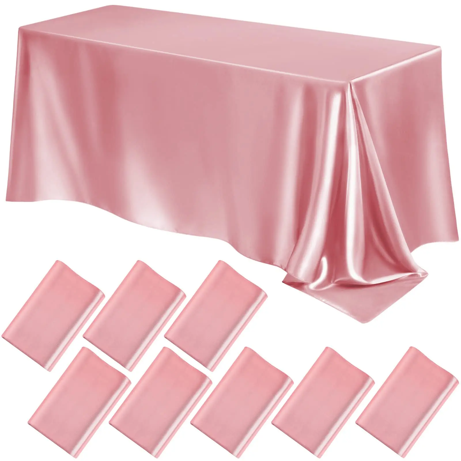 Rose gold Imitation Silk Satin Wedding Solid Color Rectangular Banquet Rable Tea Table Cloth Tablecloth