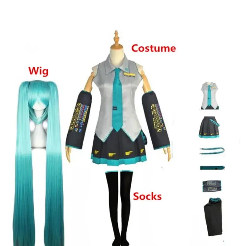 

Bear's Den Anime Costume Miku Cosplay Japan Midi Dress Female Outfits For Girl Halloween Year Party Suits Wig New 2025