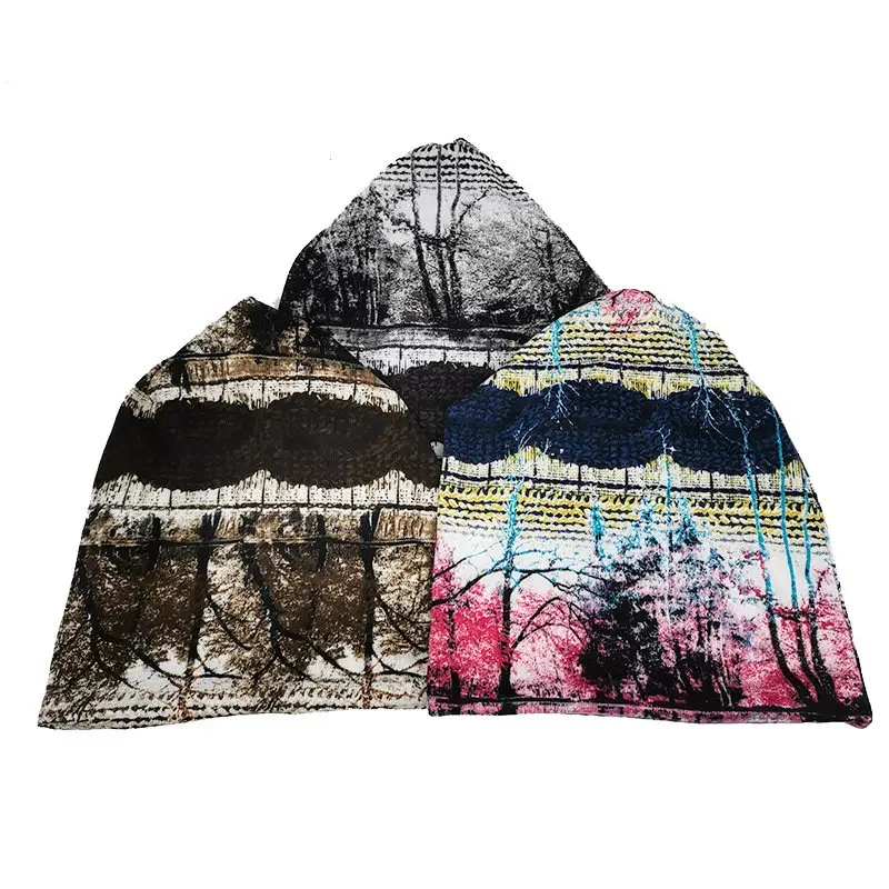 الربيع القطن الكتابة على الجدران طباعة رشاقته محبوك قبعة دافئة Skullies قبعة قبعة صغيرة للرجال والنساء 172 #4