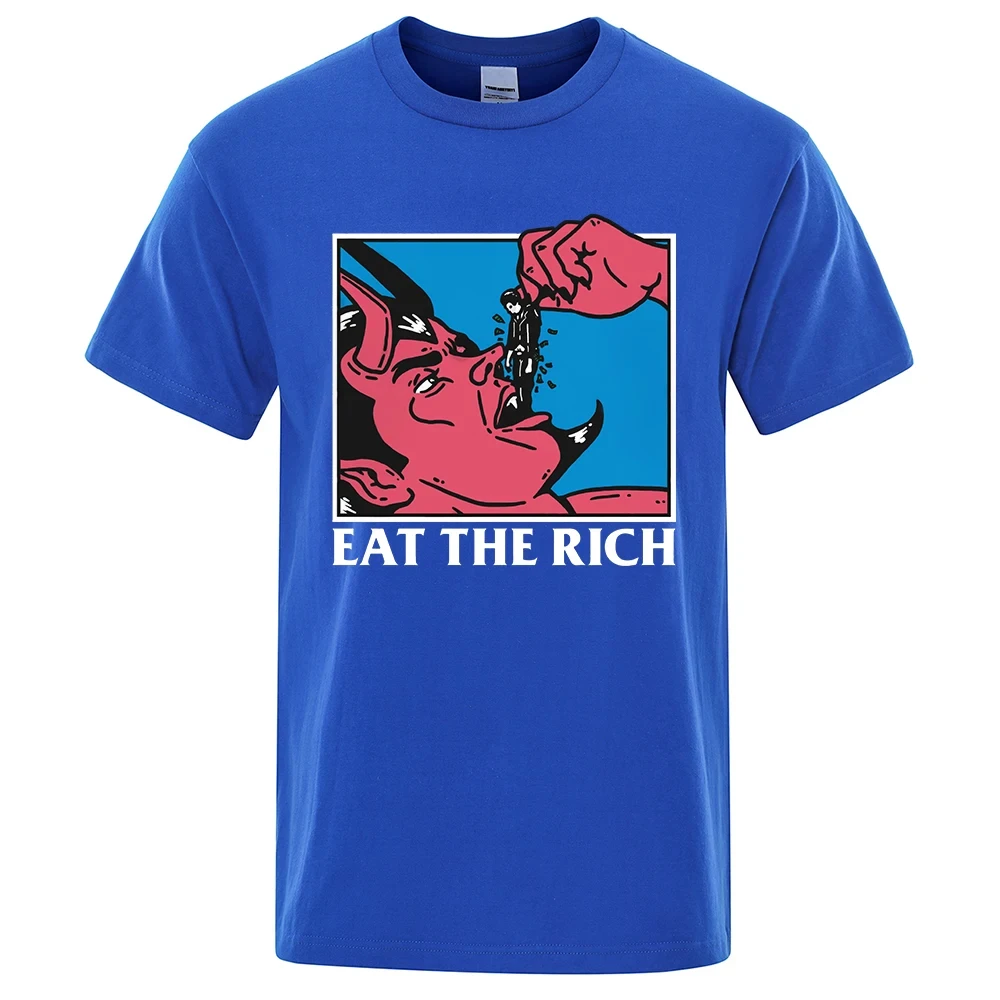 New Eat The Rich Horror Comics Printed Men T-Shirt Tee Loose Cotton T Shirts Mens Streetwear Brand Breathable Y2K Tops Clothing