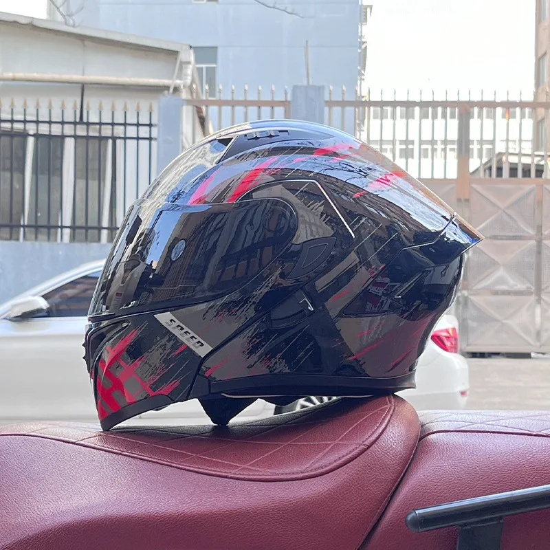 Visor Flip Up DOT Approved Helmets Crash Motorbike Protective Gear Men Motorcycle Orz  Women Helmet Double Sun