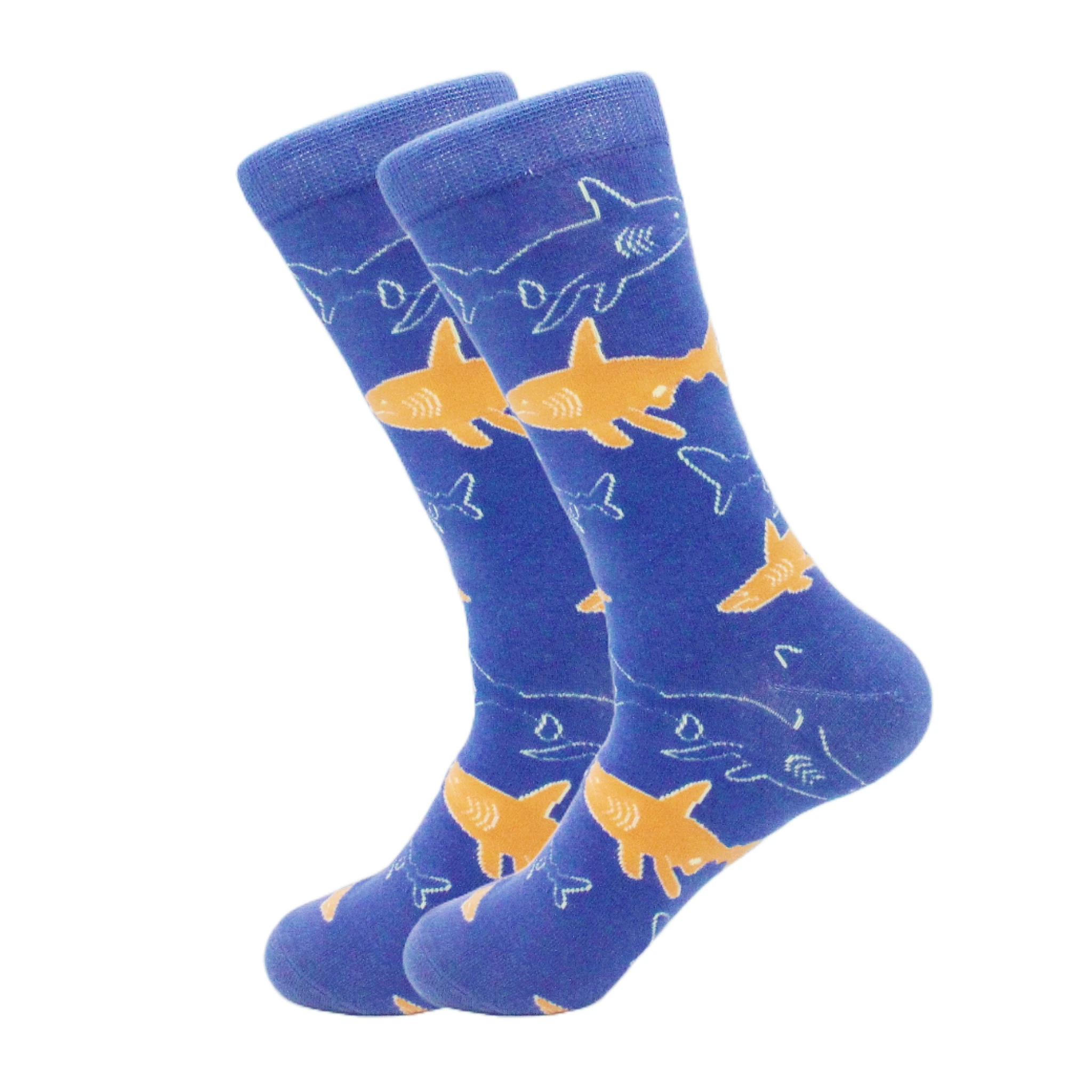 

1 pair of autumn and winter street fashion socks undersea shark mid-calf socks