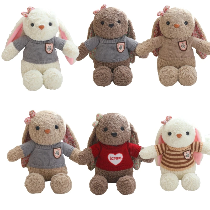 

New Cartoon Long Ears Comfort Toy Rabbit Plush Doll Pink White Bunny Animal Stuffed Doll Birthday Gift For Girls Home Decor