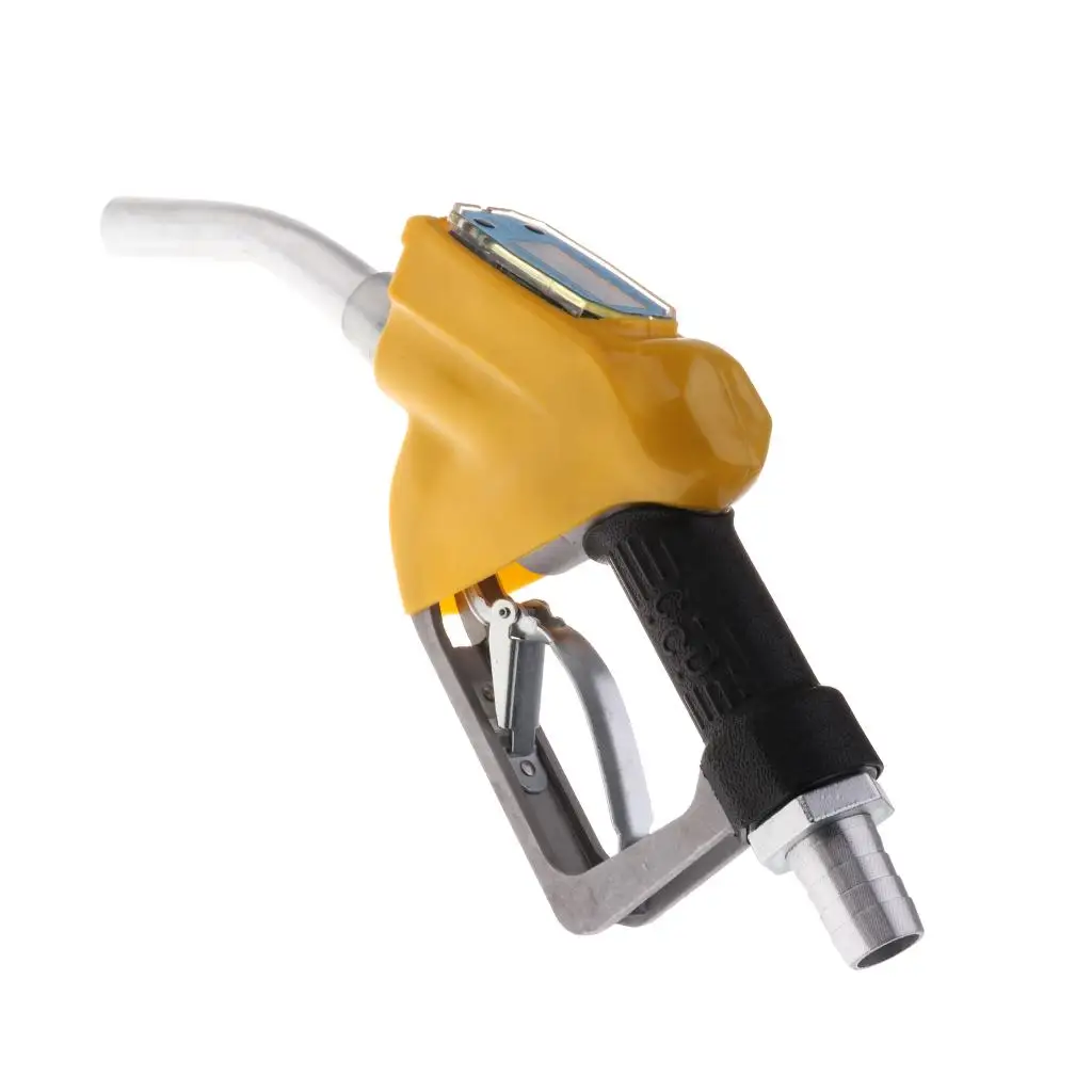 Car 1'' Thread Automatic Fueling Nozzle With Digital Flow Meter Yellow