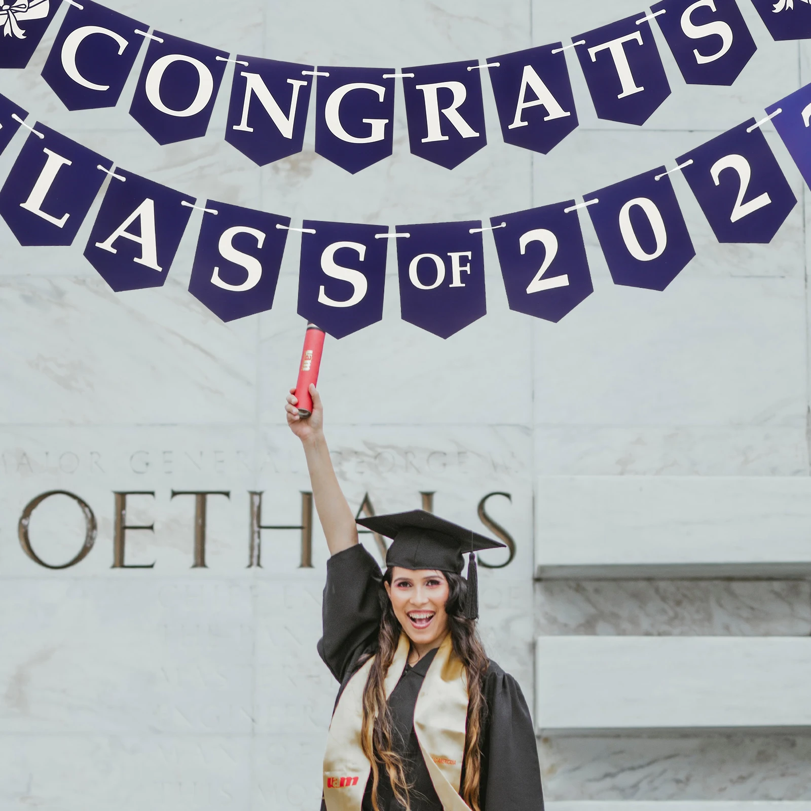 

1 set 2023 Graduation Banner Party Supplies Class of 2023 Decorative Bunting Photo Prop Hanging Ornament Reusable Fade Resistant