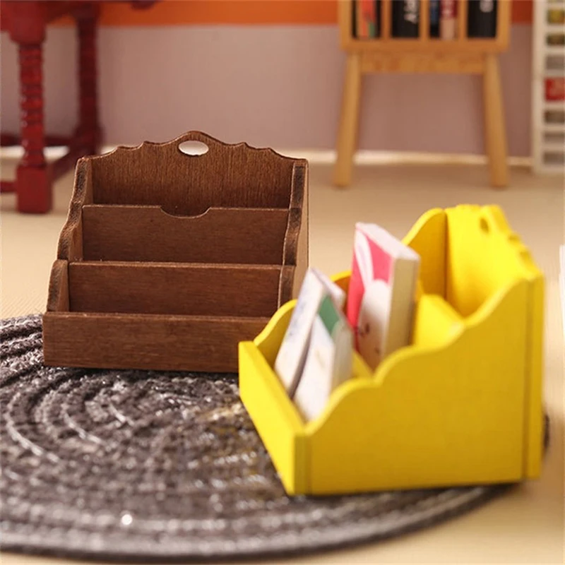 1:12 Dollhouse Miniature Desktop Storage Rack Organizer Box Bookshelf Home Model Decor Toy Doll House Accessories