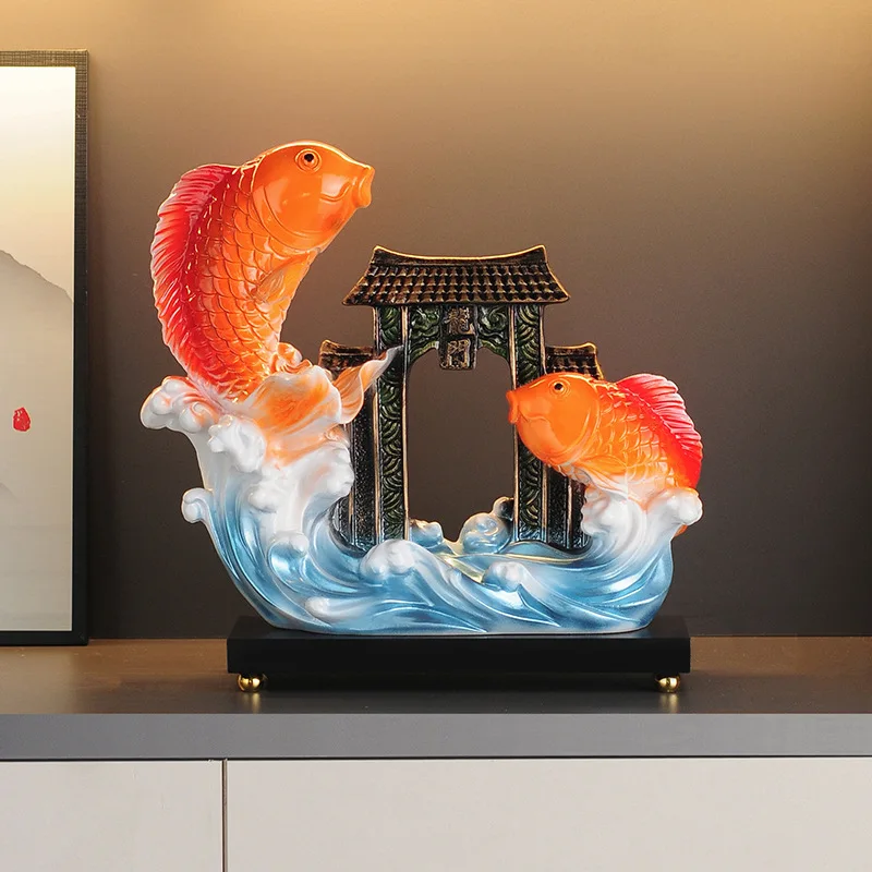 Fish Leaping Dragon Gate Sculpture Crafts Home Entrance Living Room Office Desktop Advanced Decoration housewarming gifts