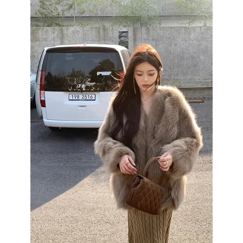 Imitacja futra lisa, płaszcz damski, wiosna-jesień, nowy, futrzany, ciepły top