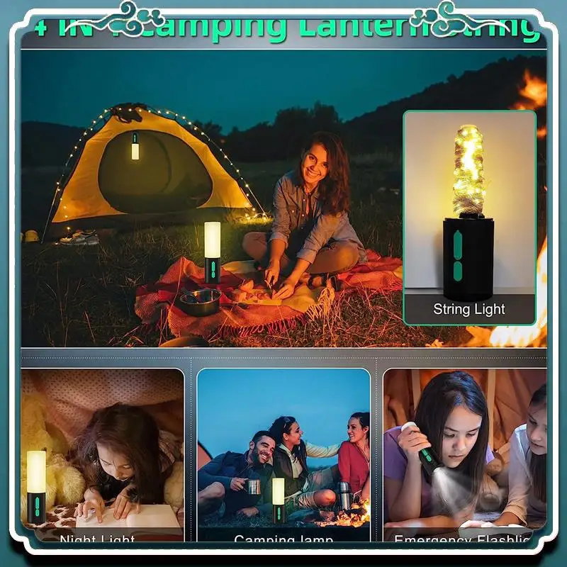 

1 Piece Electric Camping Light Chain LED Camping Lamp With 10M Light Chain 4000Mah Camping Lantern Tent Lamp For Hiking Fishing