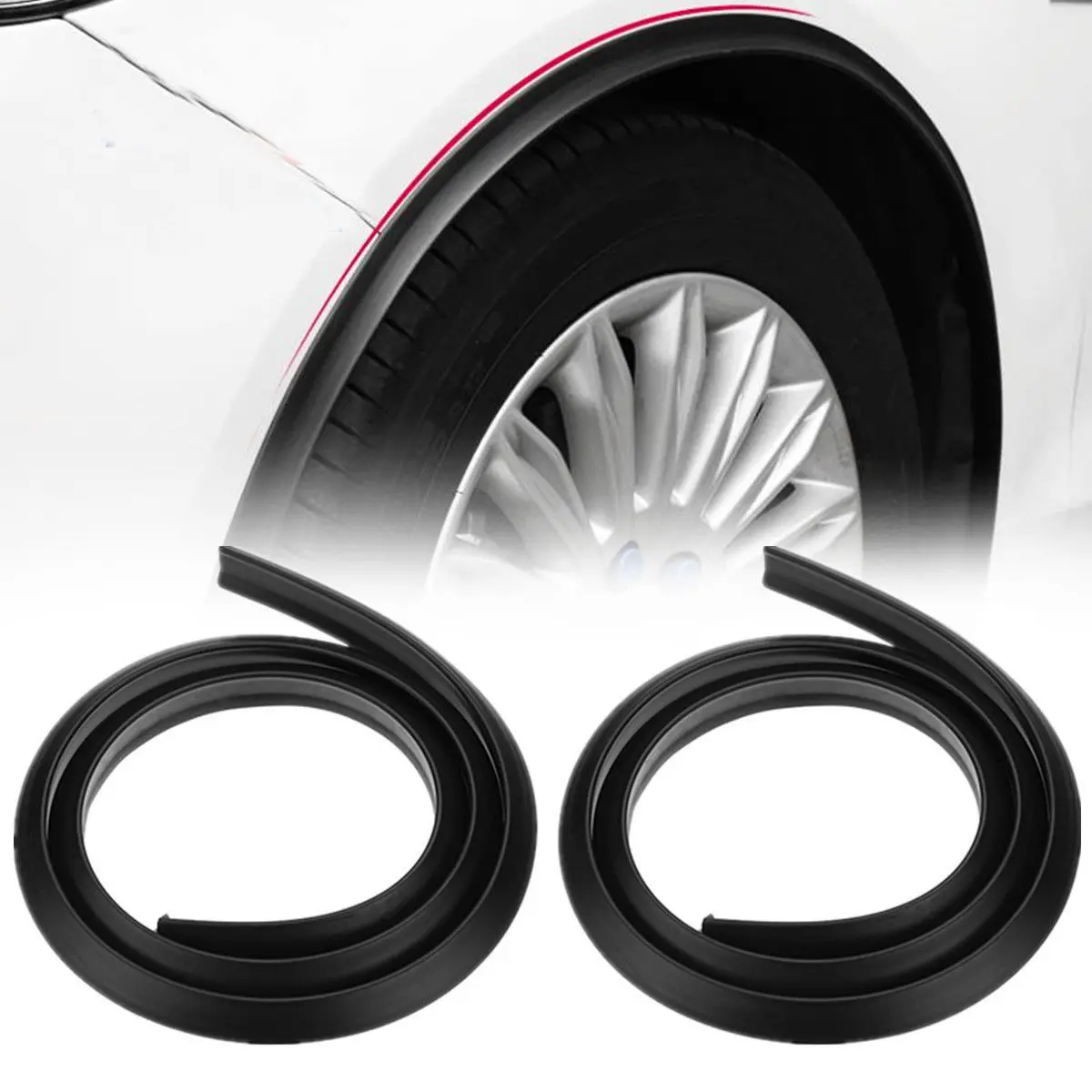 2Pcs Car Splash Guard Fender Universal Flare Extension Wheel Eyebrow Moulding Trim Wheel Arch Strip Extenders Decorative Scratch