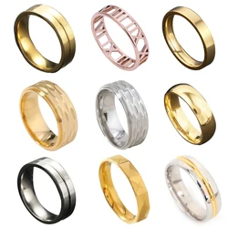 Men's Finger Rings Roman Numerals Tungsten Carbide Gold for Wedding Bands Rings Beveled Edges  Jewelry Wholesale Dropshipping ﻿