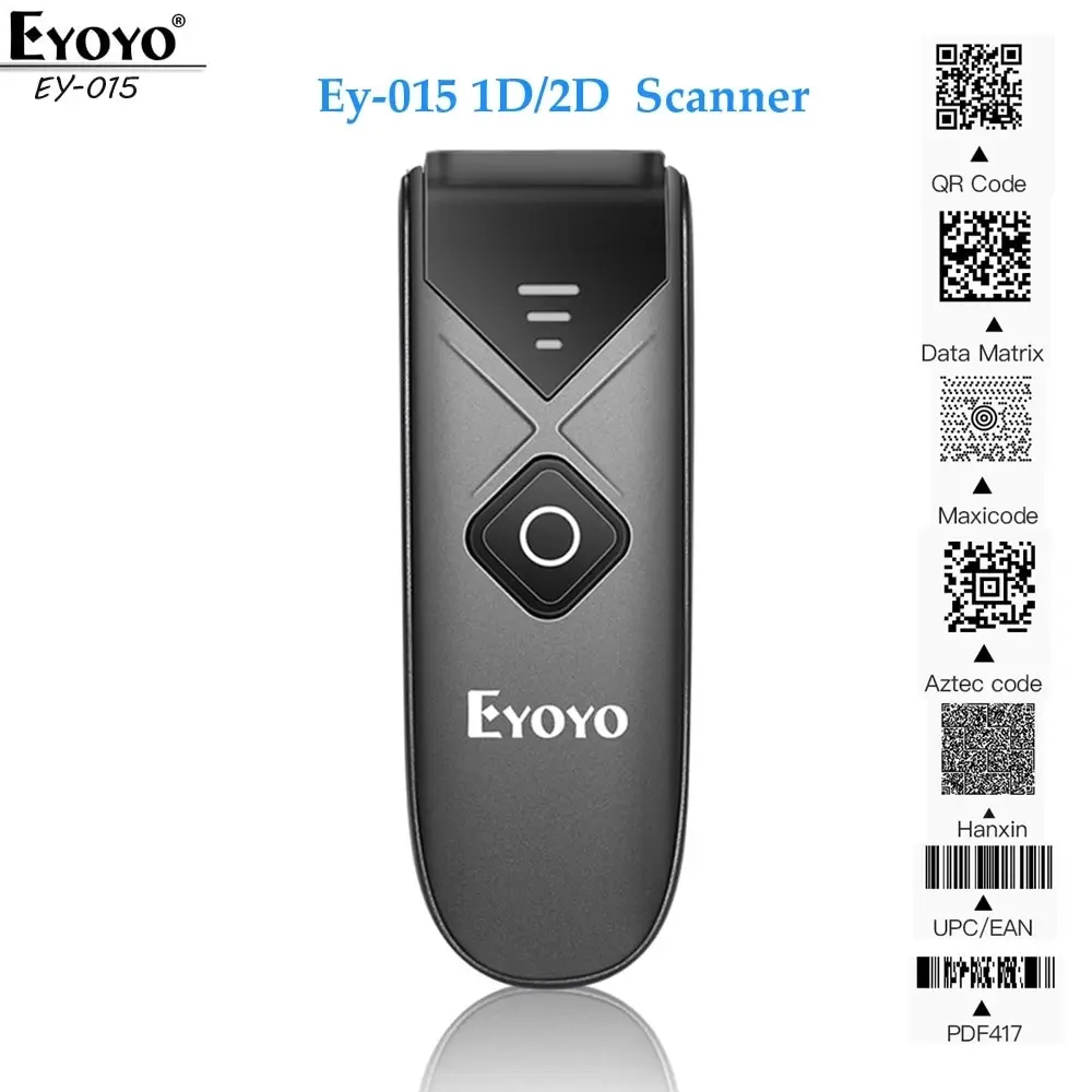 

Eyoyo EY-015 Mini Barcode Scanner USB Wired/Bluetooth/ 2.4G Wireless 1D 2D Scanner QR PDF417 EAN13 Data Matrix Bar code Reader