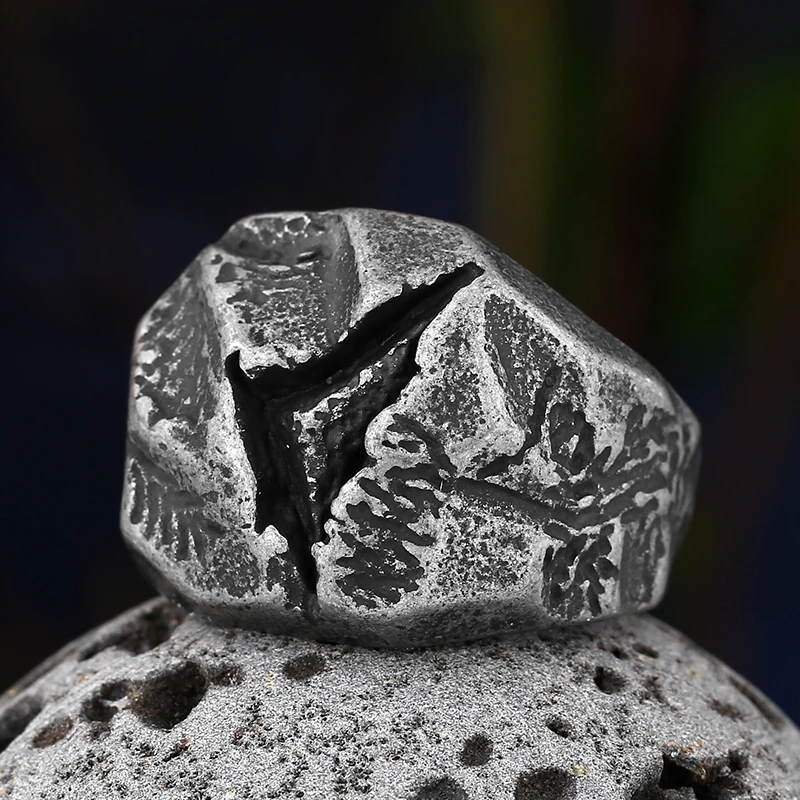 Wholesale Cracked Fossil Punk Retro Retro Stainless Steel Mens Rings Boy Girlfriend Gift Biker Jewelry Freeshipping