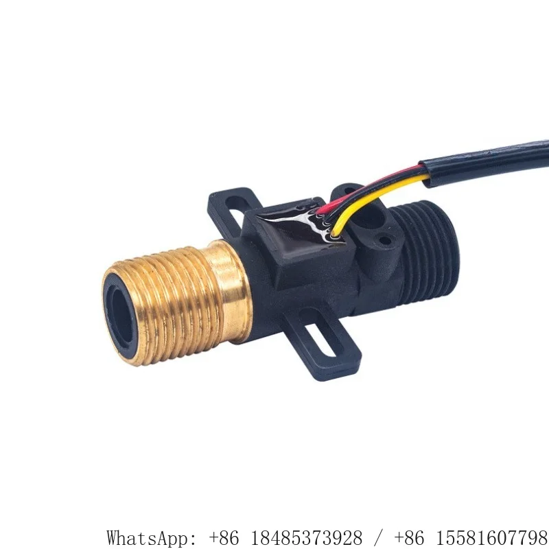 Copper Connector Hall Flow Sensor With Temperature Probe Instant Hot Water Heater Liquid Data Collect Accessory