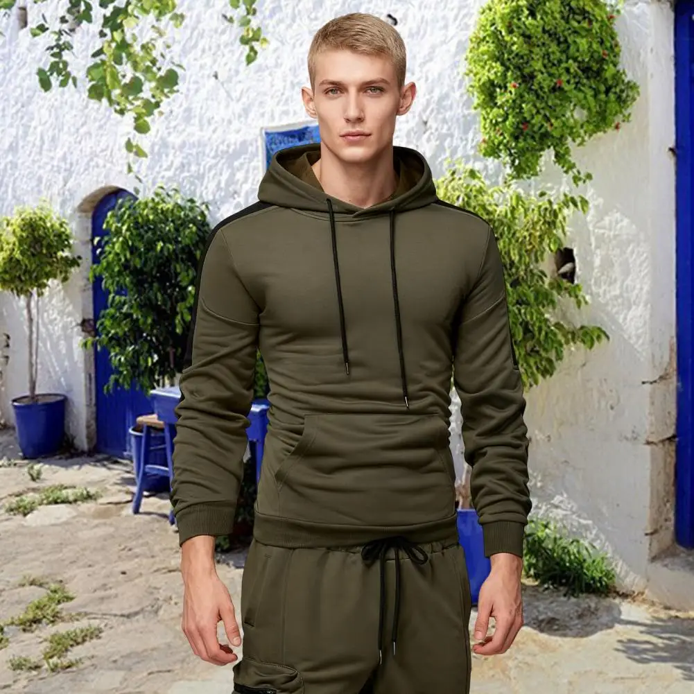 Man's Hoodie Set Winter Solid Color Two Pices Sets Long-Length Street Clothes Casual Sports Sweatpant Hoody Unisex Fashion Suit