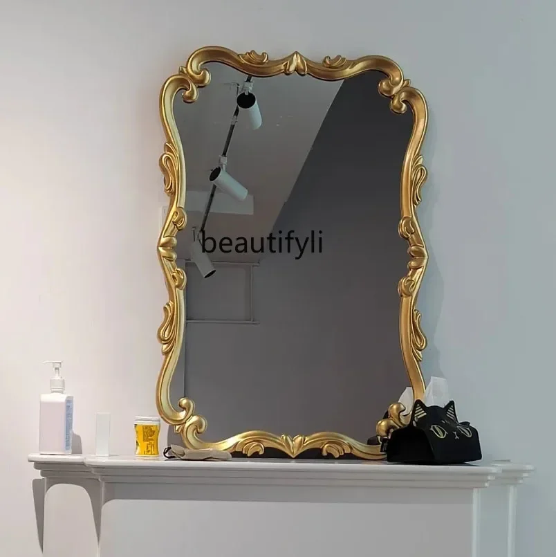 

53cqyRetro smart bathroom bathroom bathroom carved wall mirror European dressing table makeup mirror
