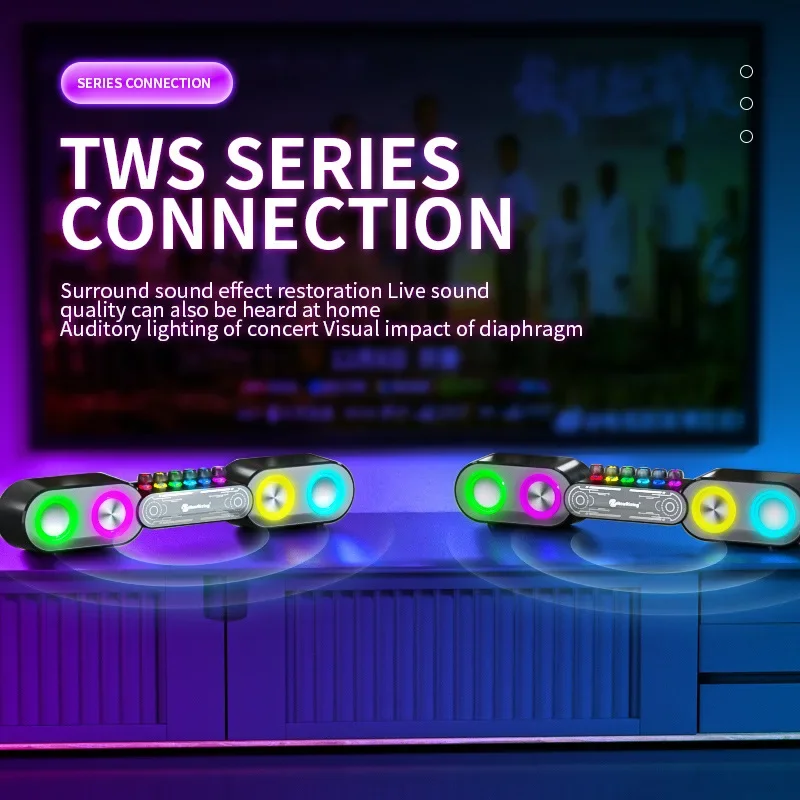 Haut-parleur sans fil de jeu, rétroéclairage rvb, boutons d'arbre mécaniques, TWS FM TF USB, mains libres