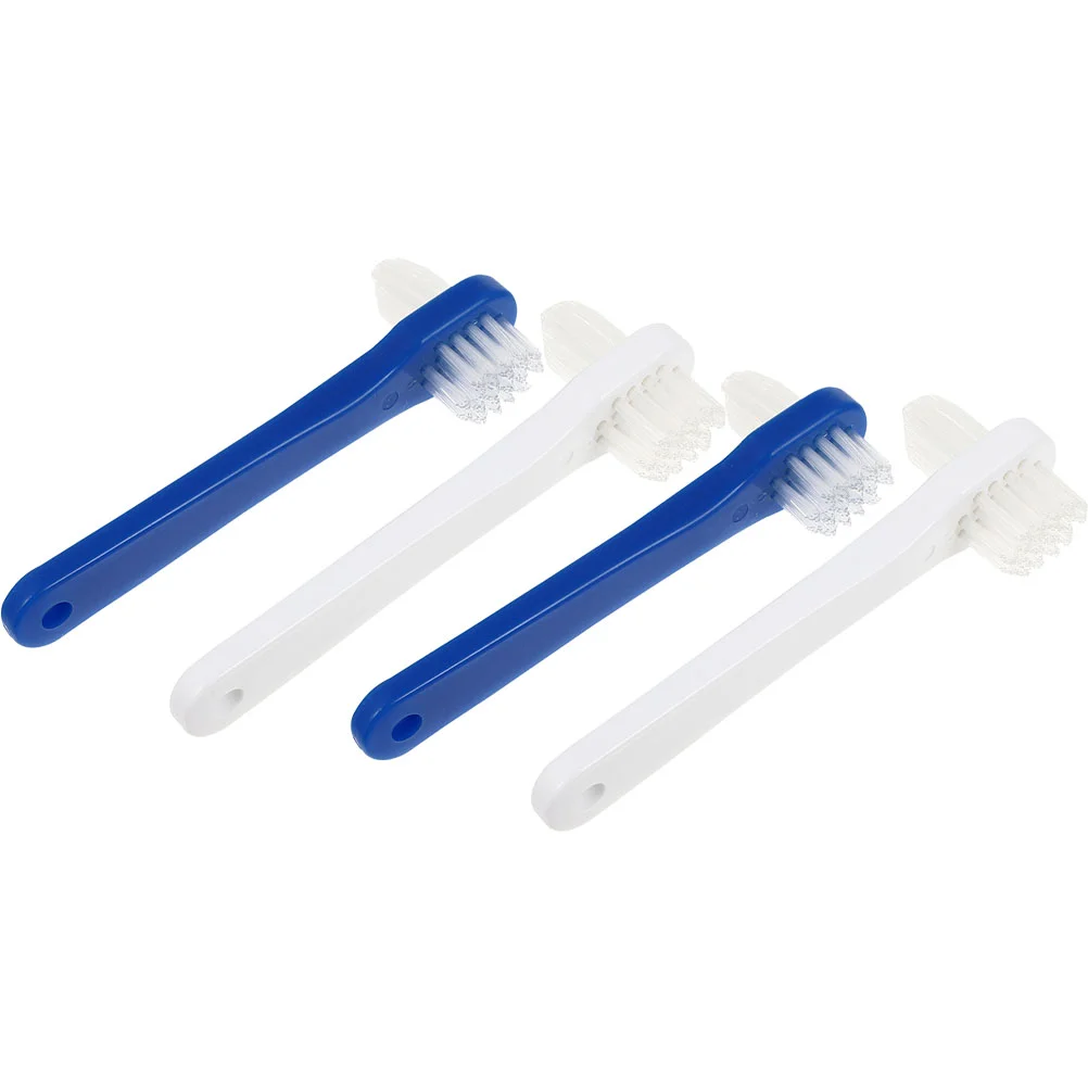 4 Pcs Double Headed False Toothbrush Delicate Denture Care Teeth Sided Oral Cleaner Portable Cleaning Creative