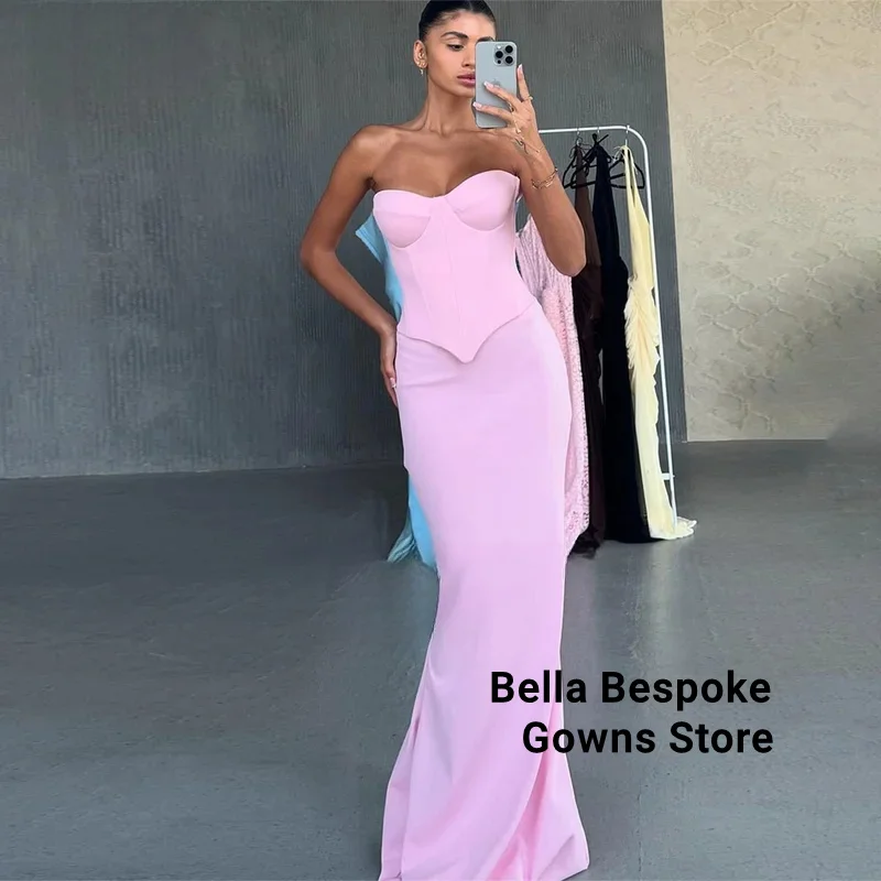 

Pink Women Prom Dress Sweerhert Corset Back Evening Dresses Woman Elegant 2 Pieces Mermaid Vestidos De Gala Customized