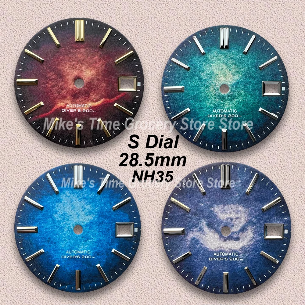 28.5mm S Logo Colorful Dial Suitable For NH35/NH36 Japan Movement 3D Printing High Quality Diving Watch Modification Accessories