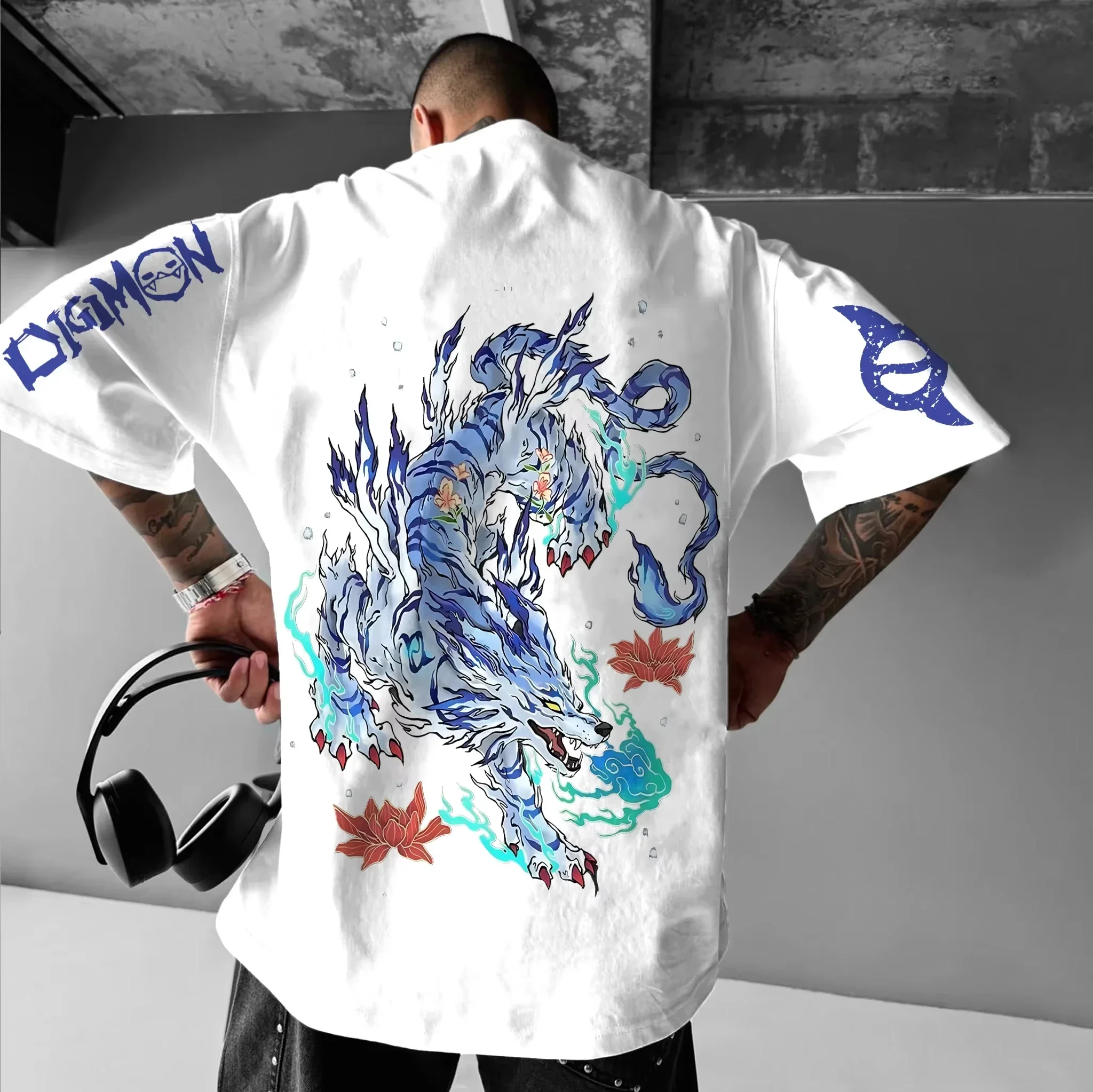 2026 Neues Anime Digimon Garurumon Bedrucktes T-Shirt für Männer und Frauen, Modisches Atmungsaktives T-Shirt, Herren-Oberteil – Detail 4