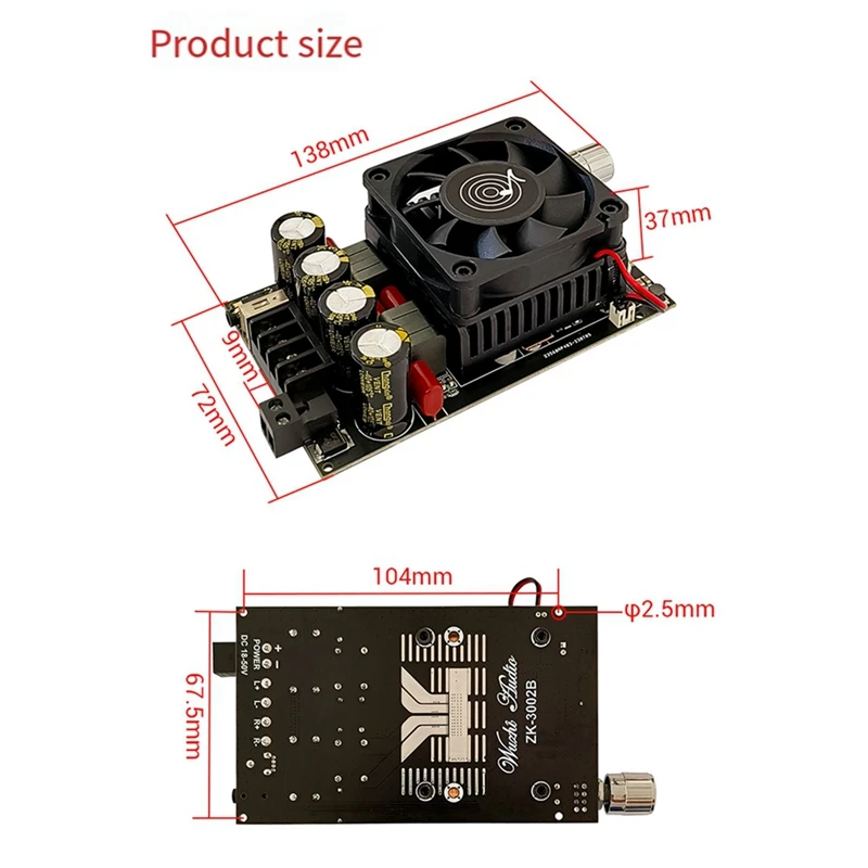 ZK-3002B الصوت الرقمي مكبر كهربائي مجلس TPA3255 ستيريو أمبير 300Wx2 2.0 المزدوج الصوتية المسار مكبر صوت سهلة التركيب