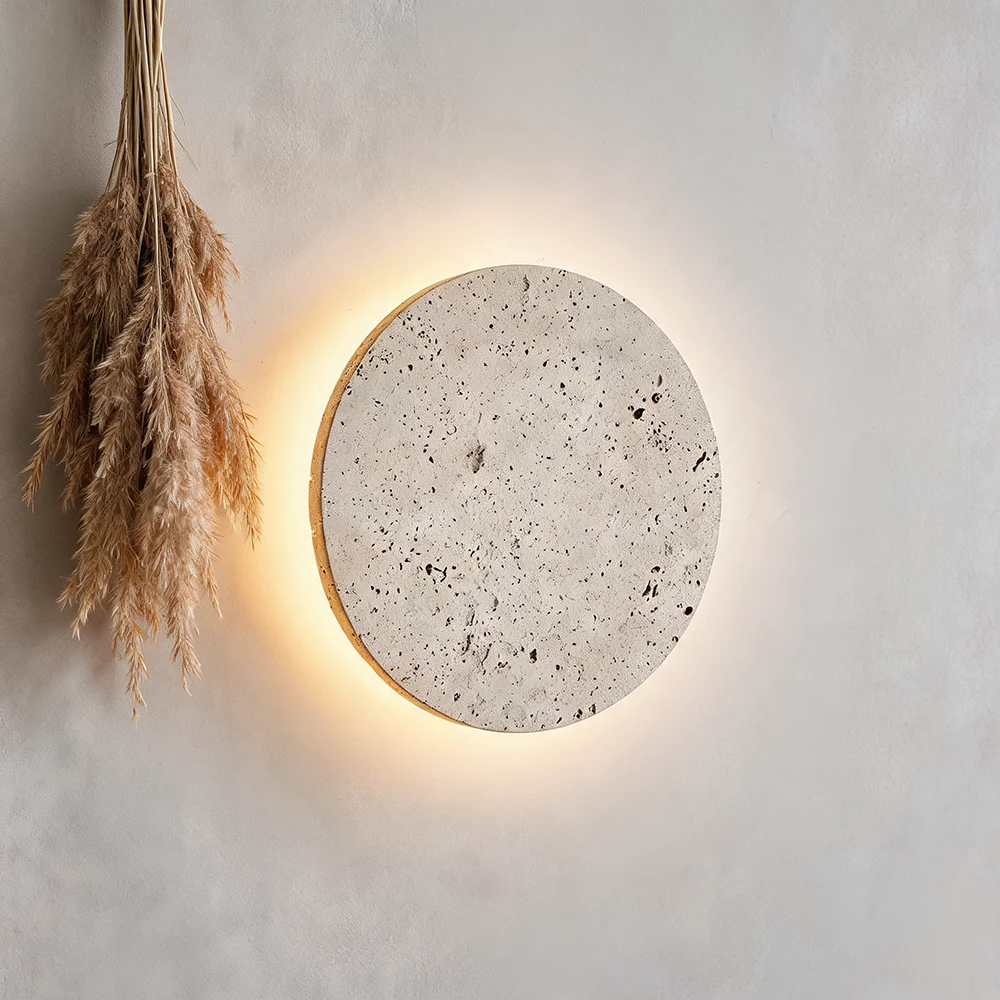 Natural Yellow Cave Stone Wall Lamp Bedroom Bedside Wall Lamp Round Staircase Living Room Ambience Wall Lamp Lighting Fixture
