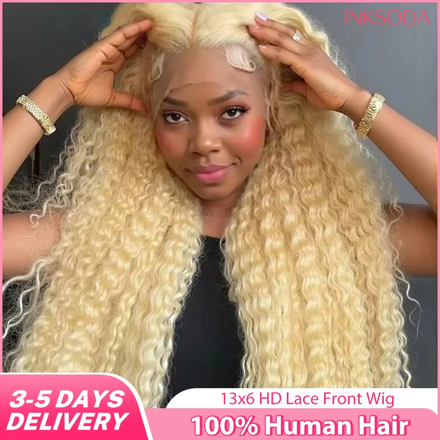 

13x6 HD Lace Front Wig Blonde 613 Colored Deep Wave Human Hair 30 Inch 613 HD Lace Frontal Wig Preplucked Glueless Curly Wigs
